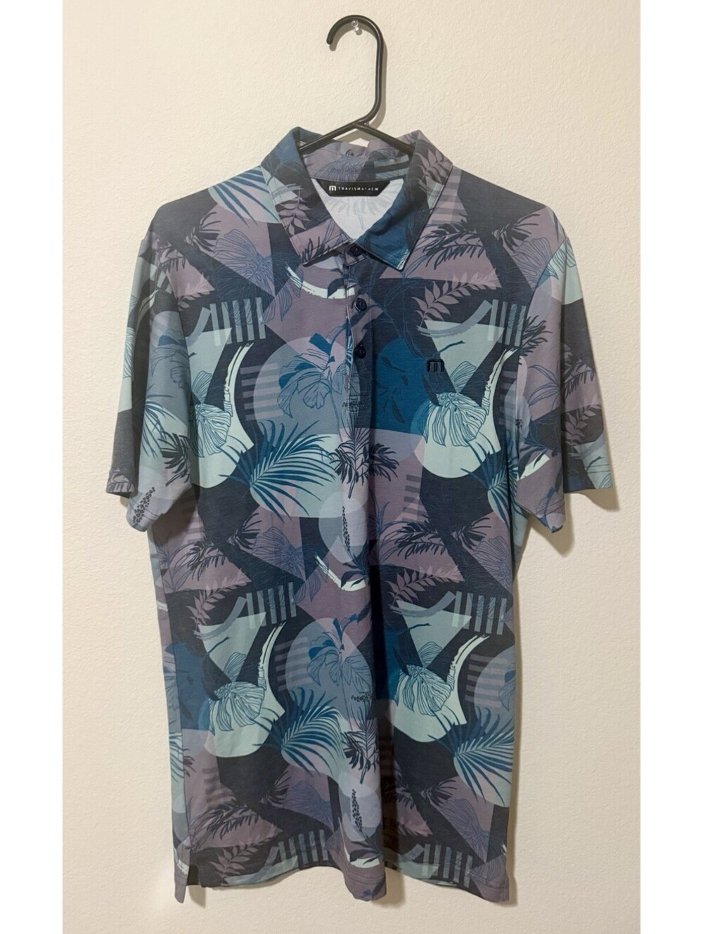 Travis Mathew Golf Polo | Palm Leaf Blue | Breathable & Lightweight | Size M